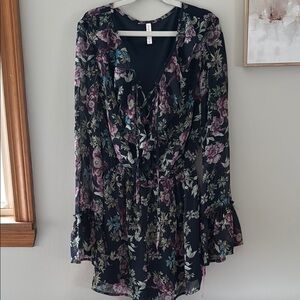 Xhilaration Navy and Pink Floral Romper
